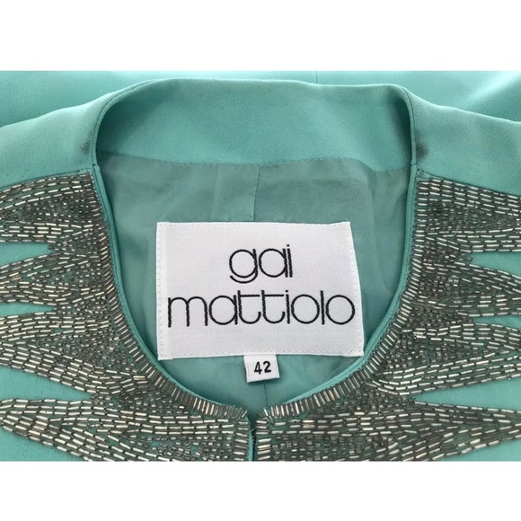 GAI MATTIOLO VINTAGE AQUA SILVER BEADED JACKET 8 - Picture 12 of 13